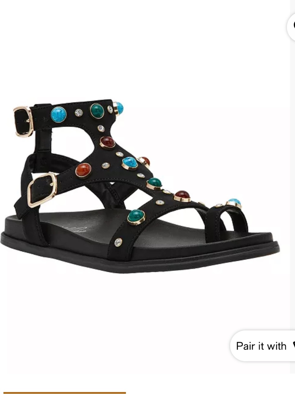 Black Jeweled Gladiator Sandals - Women